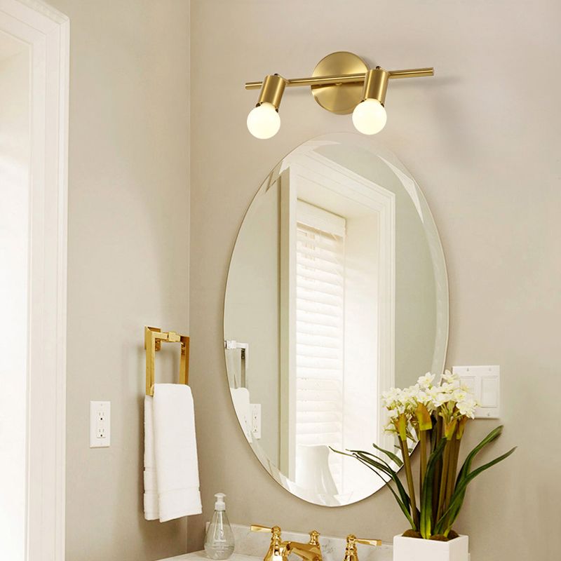 Metal Brass Wall Sconce Linear LED 2/3/4-Bulb Traditional Vanity Wall Light for Bathroom
