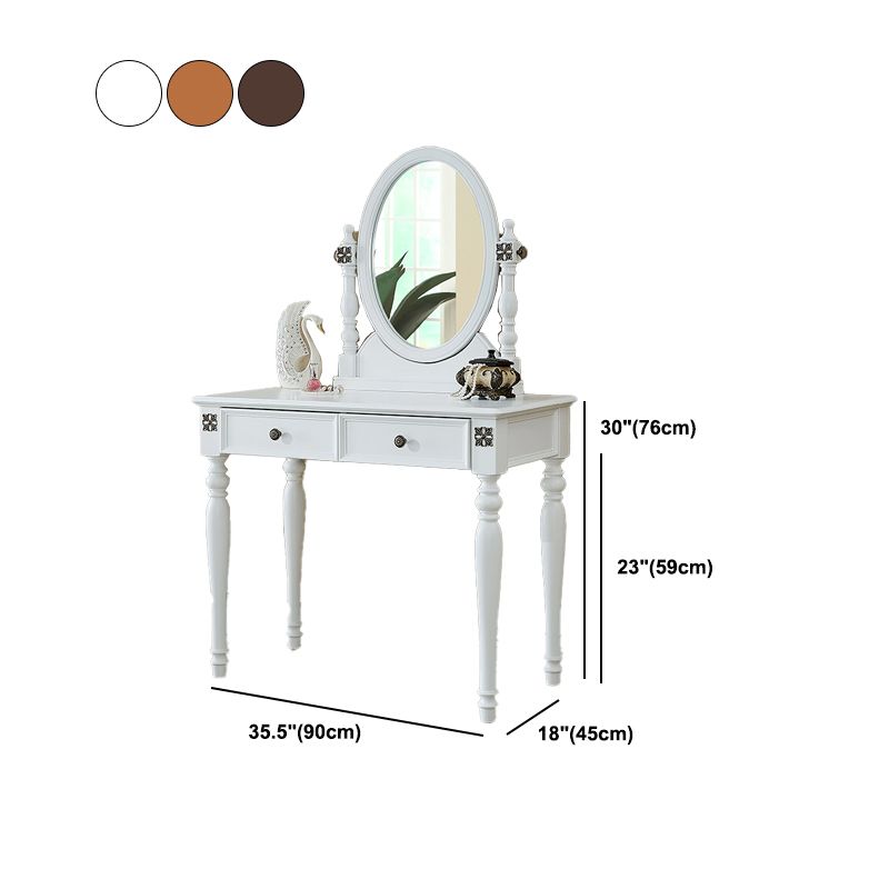 Traditional Makeup Vanity Desk Table with Drawer in Brown for Bedroom