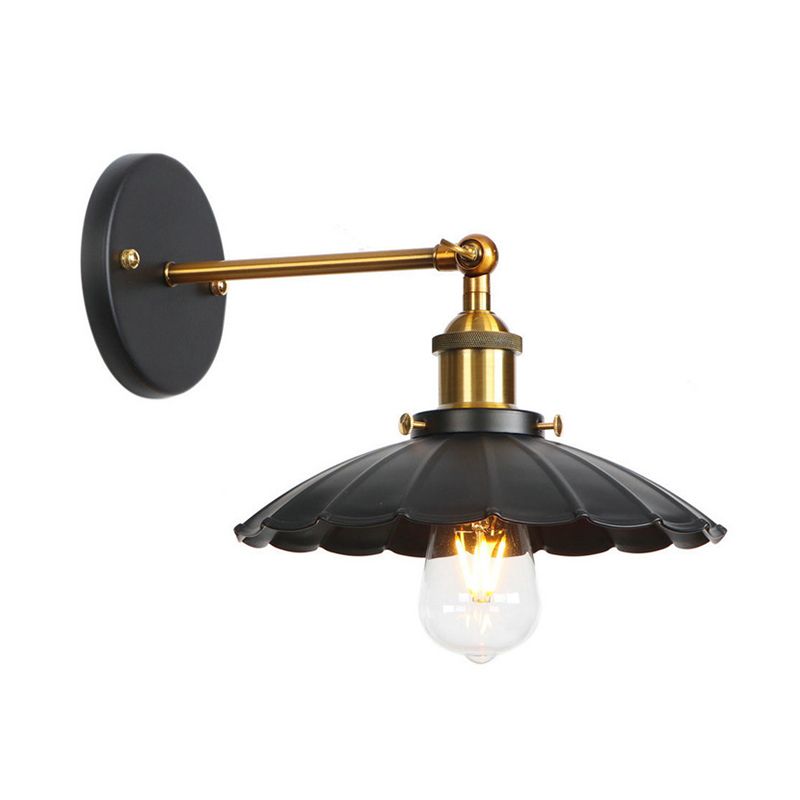 Retro Style Geometric Wall Light Metal Shade Black Wall Sconce for Restaurant