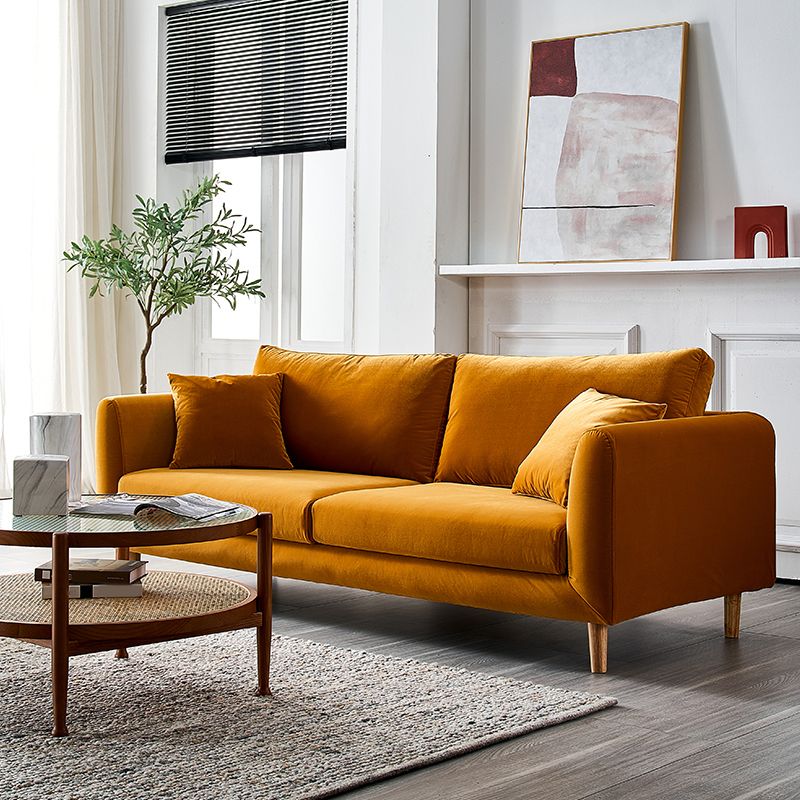 33.46" H Contemporary Velvet Square Arm Sofa with Pillows for Living Room