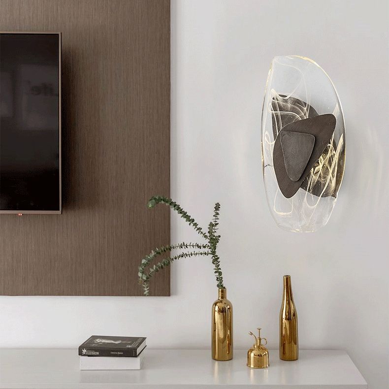 Oval Crystal Glass Wall Sconce Postmodern LED Wall Mounted Light for Living Room
