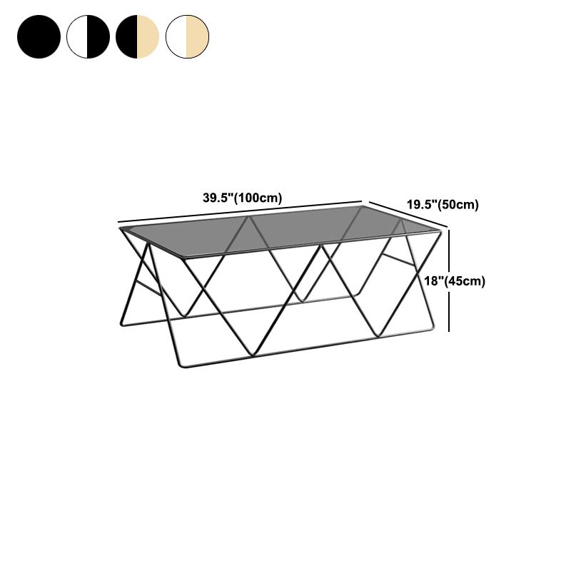 Modern Cross Legs Coffee Table Rectangular Glass Top Cocktail Table for Home