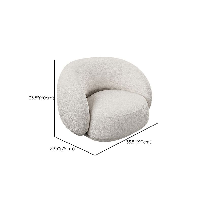 Contemporary White Wool Slope Arm Curved Sofa for Living Room
