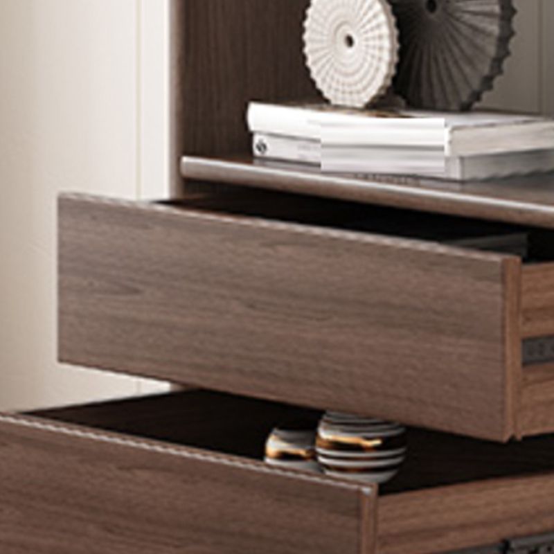 Modern Wooden Bookcase Standard Open Back Bookshelf with Drawers