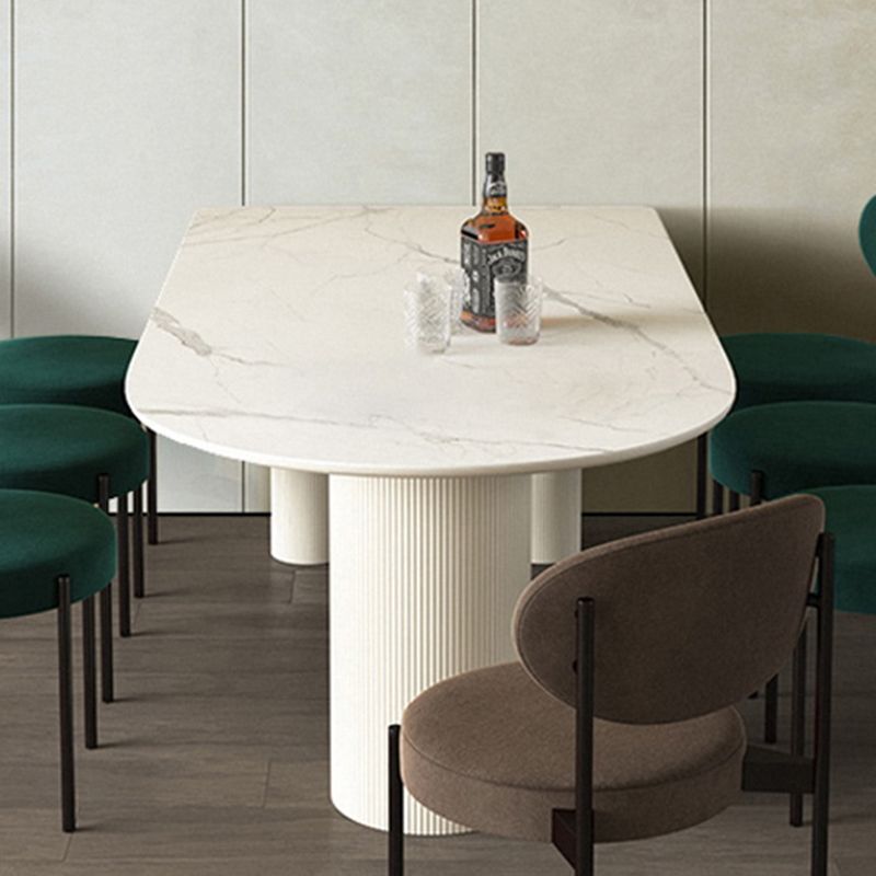 Metal Contemporary Free Form Dining Table Marble Top Table for Dining Room and Kitchen