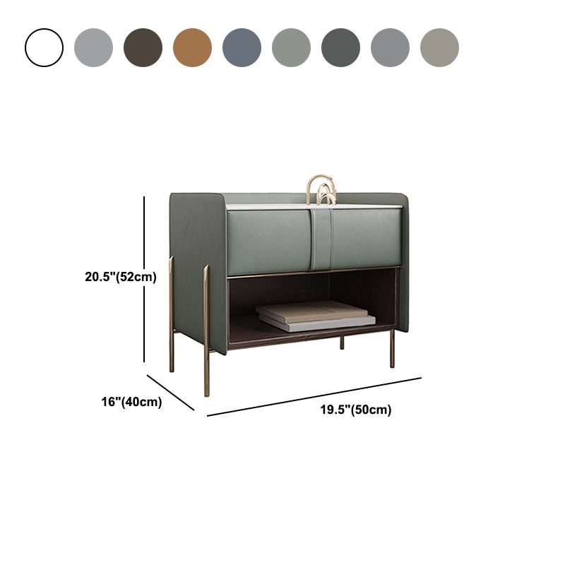 1-Drawer 1-Shelf Accent Table Nightstand 20.47" Tall Stone Nightstand