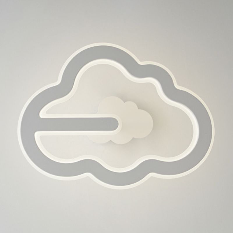 Kids Semi Flush Mount Light Metal Cloud Light Fixture in White for Bedroom