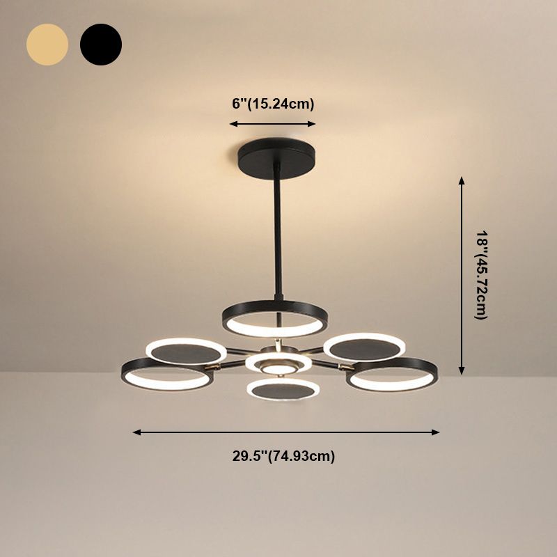 Modern Style Multi Lights Hanging Chandelier Lamp Metal Ring Pendant Lighting