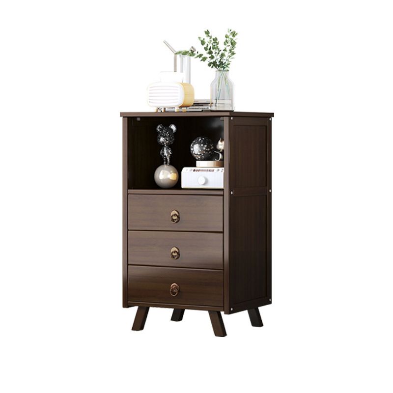Mid-Century Accent Chest with Shelf and Drawers and Straight Legs