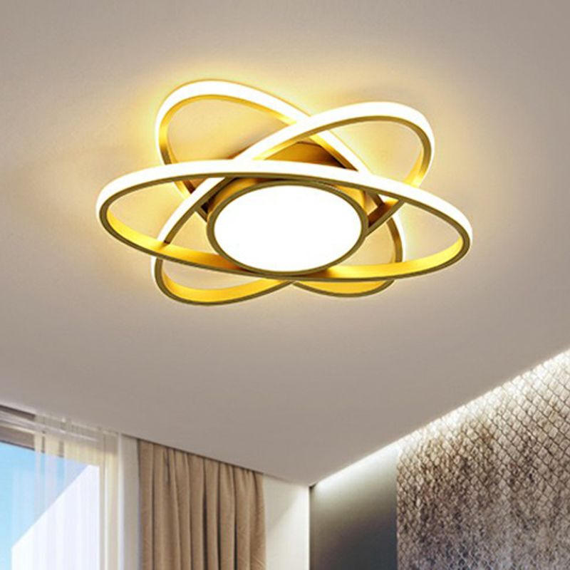 Metallic Floral Surface Mounted Led Ceiling Light Modern Black Flush Mount Light Fixture
