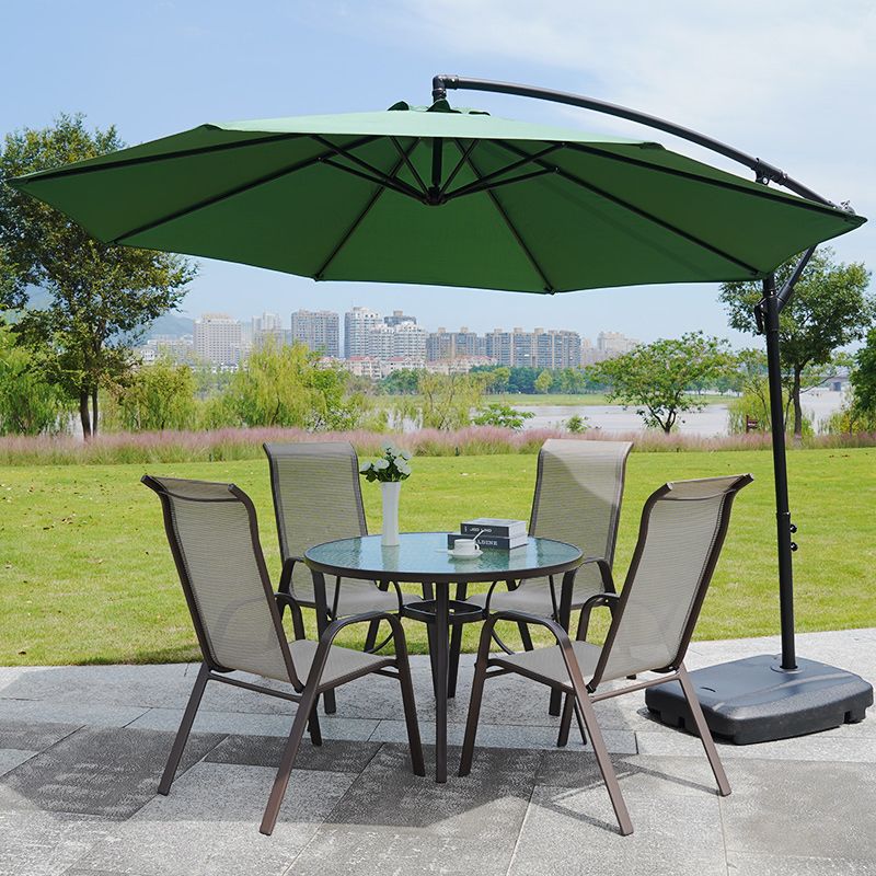Stacking Patio Arm Chair Modern Metal Brown UV Resistant Dining Armchair