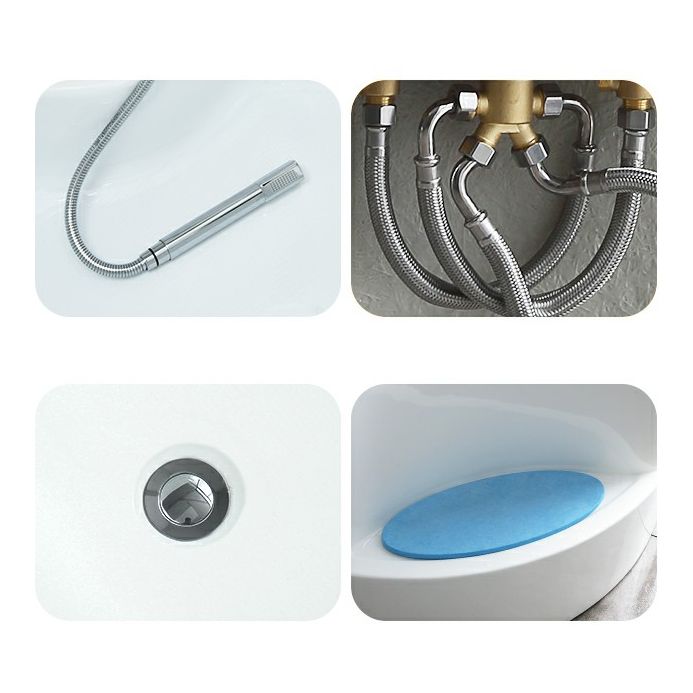 Modern Corner Soaking Bathtub White Acrylic Bathtub with Center-Front Drain