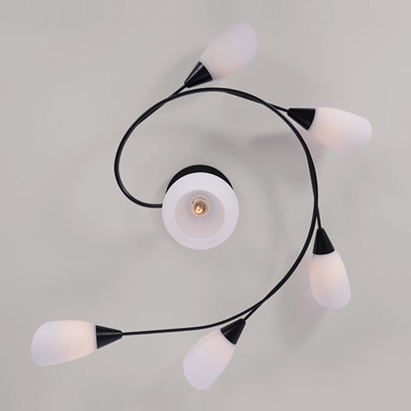 Plafonnier semi-encastré en verre, éclairage de plafond classique en métal pour salle à manger