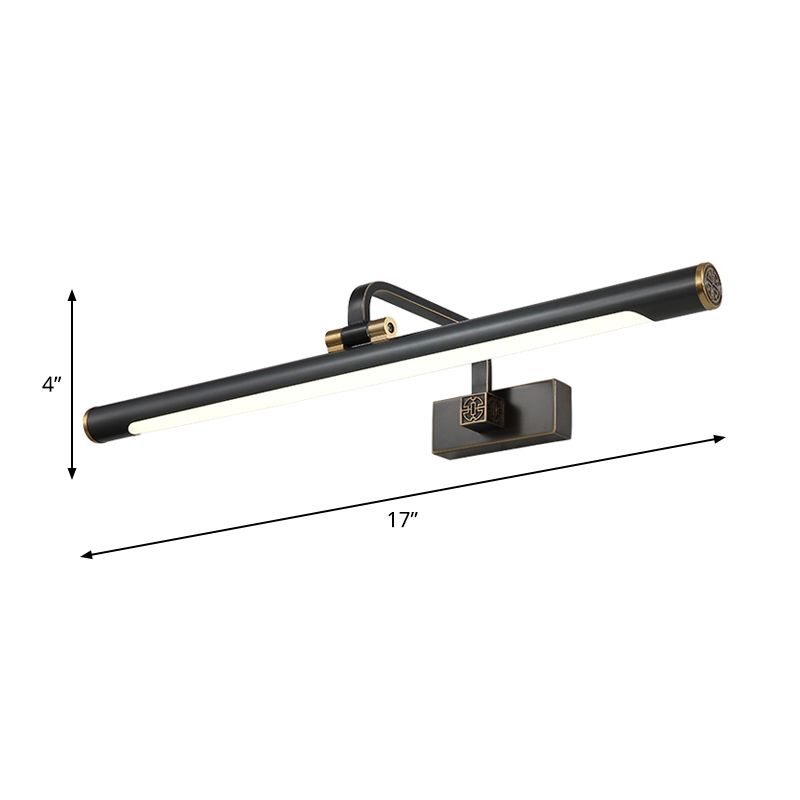 Black Streamlined Wall Vanity Light Contemporary LED Metallic Wall Mounted Lighting with Swing Arm