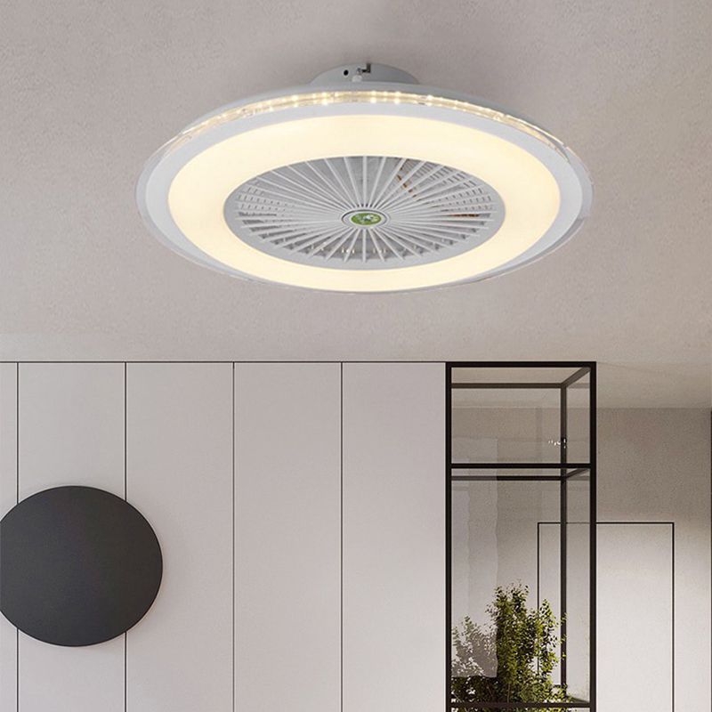 Acrilico circolare semi semifulco modernismo modernismo camera da letto 5 pale ventola a soffitto a LED Light in grigio/bianco/caffè scuro, 23,5 "w