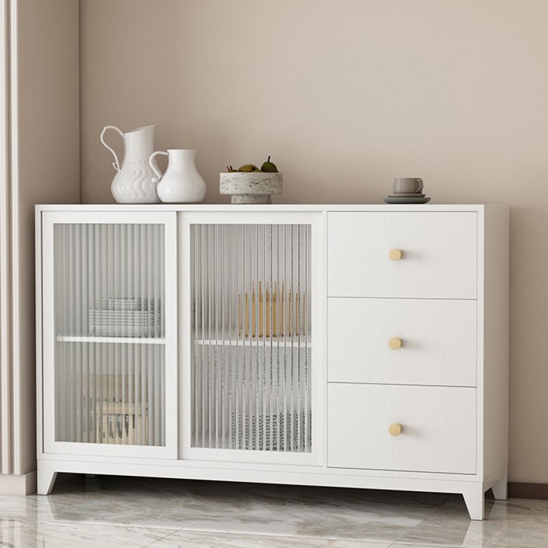 Modern White Rectangle Accent Cabinet Knobs 1 Shelves Cabinet