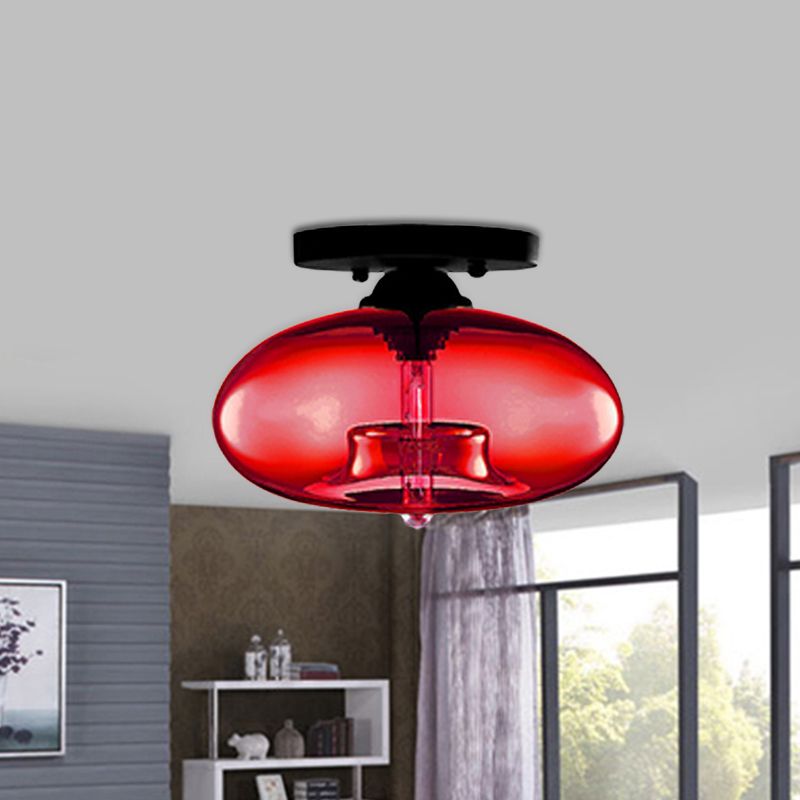 Lampe encastrée ovale en verre, Style Simple, 1 lumière claire/ambre/fumée, plafonnier pour couloir
