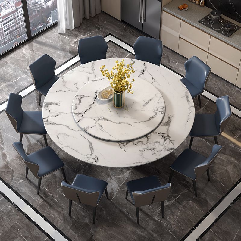 Marble Dining Table Set 1/4/5/7/11 Pcs Rectangle Table with Wingback Chairs