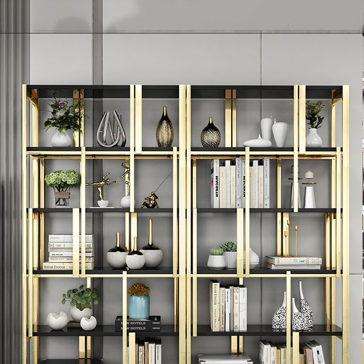 Contemporary Style Bookshelf Metal Open Back Bookcase for Home Office