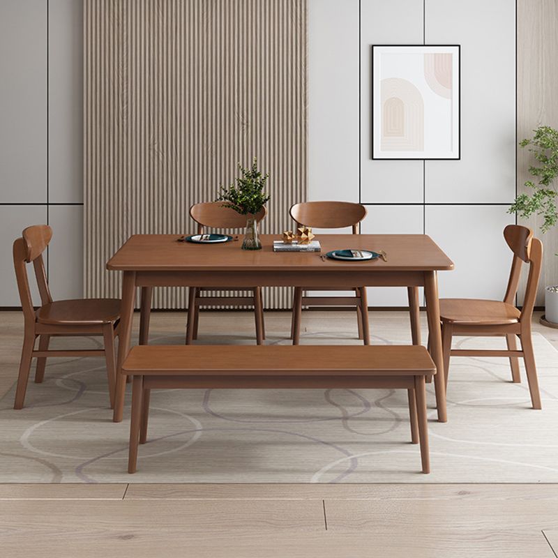 Rubberwood Solid Wood Dining Table Rectangle Dining Table for Kitchen