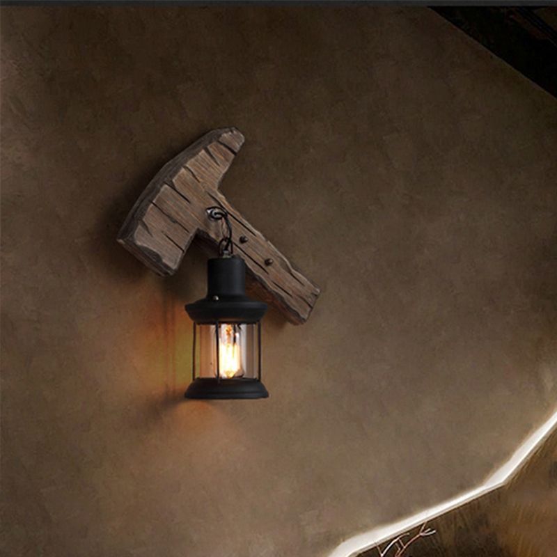 Wood Shiplap Lámpara de pared de la lámpara de pared de 1 luces Luz de montaje en la pared de 1 luces en marrón