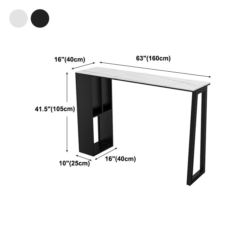 Modern Rectangle Metal Pub Table Double Pedestal Bar Height Cocktail Table