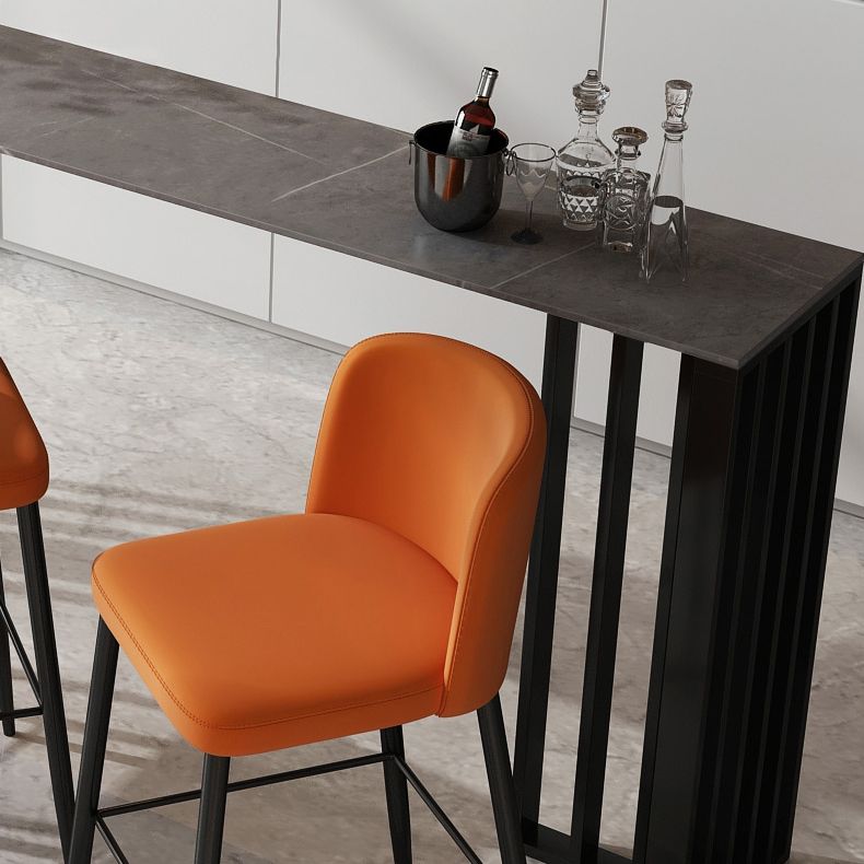 Stone Top Bar Counter Contemporary Bar Counter with Double Pedestal Base