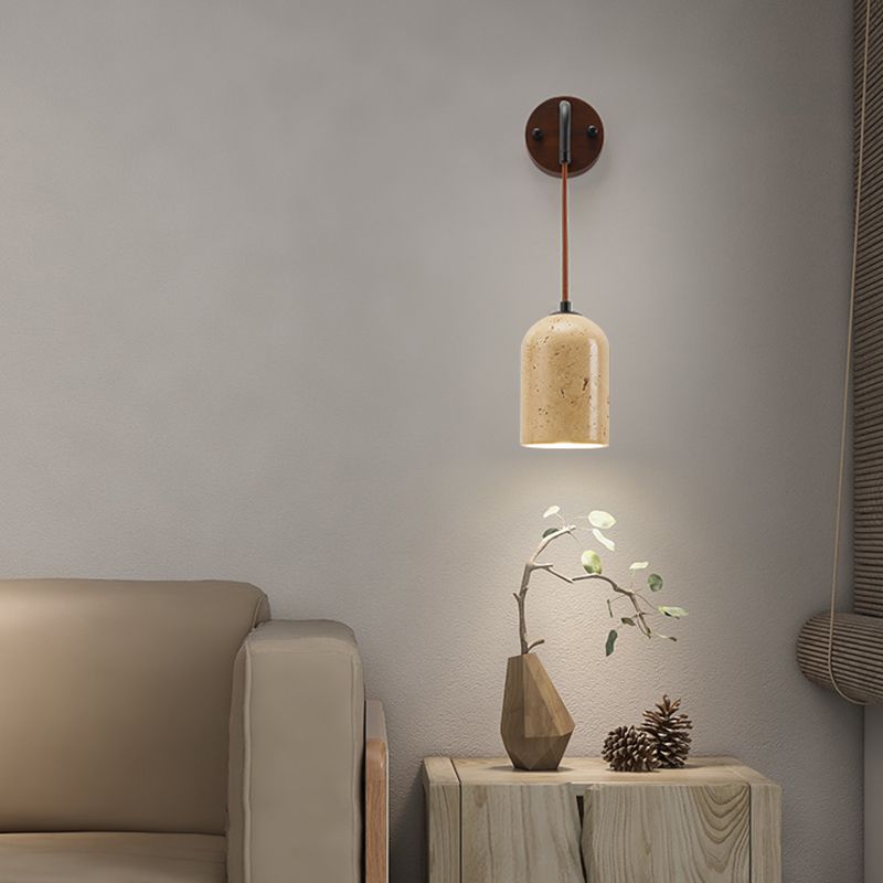 Modern Simple Wooden Wall Light Cylinder Shape Wall Lamp for Living Room