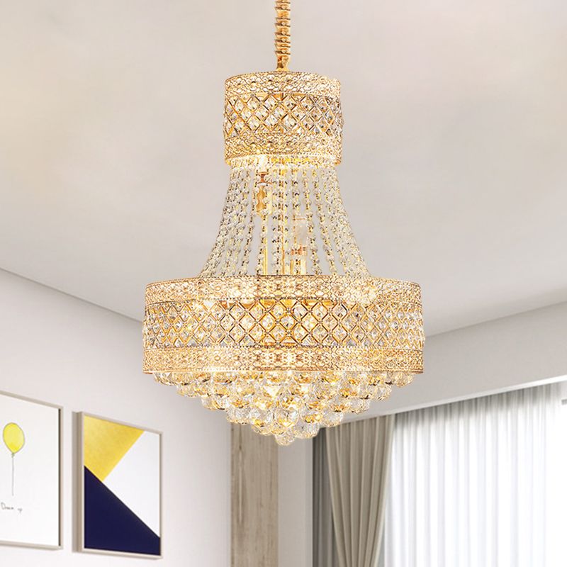 Drum Octagon Crystal Deckenhänge Fixture zeitgenössische 3/5 Lichter Gold Anhänger Kronleuchter, 12 "/15,5" breit