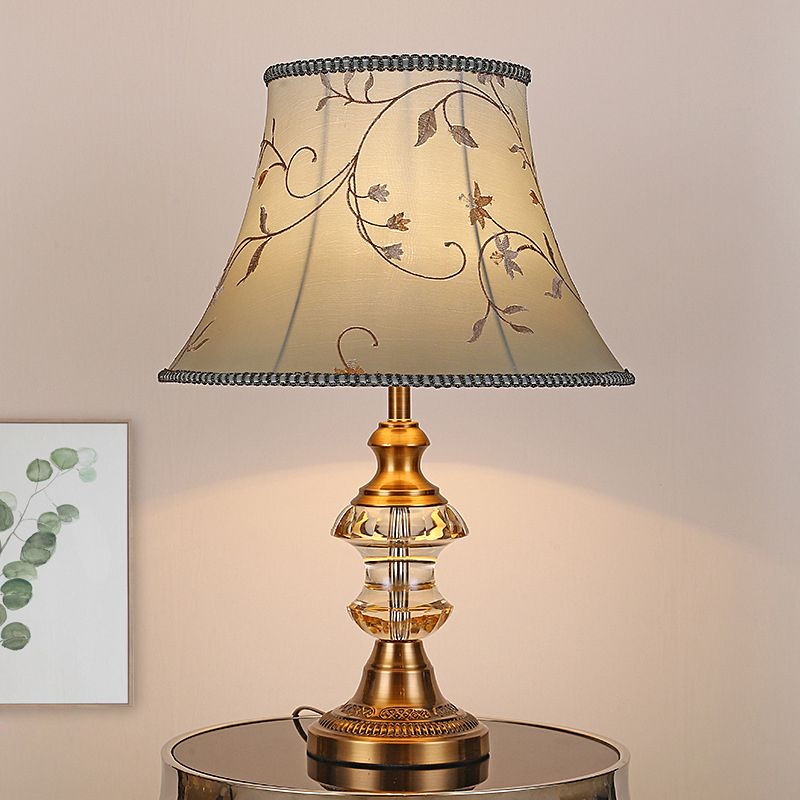 Lámpara nocturna de cristal minimalismo 1 luz de dormitorio ligero luz nocturna en beige con base