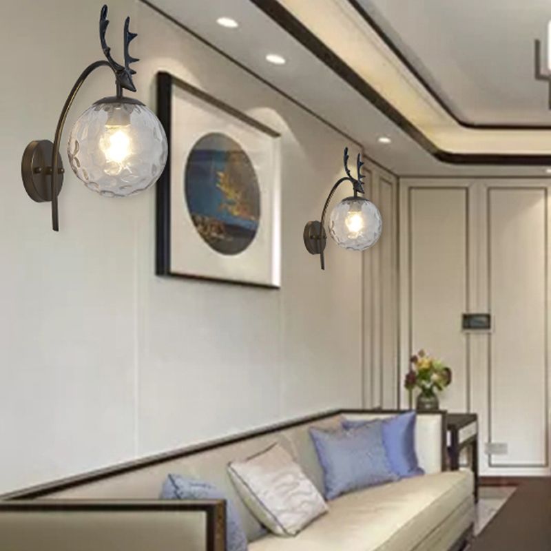 1 Light Spherical Wall Sconce Modern Style Glass Wall Lighting for Living Room