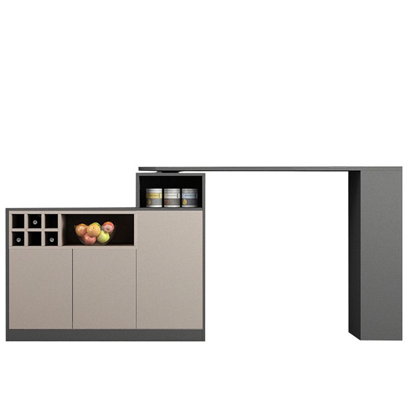 Contemporary Style Bar Table Wood Revolving Bar Wine Table with Storage