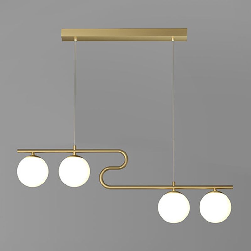 4-Light Contemporary Unique Linear Chandelier, Bulbs Included