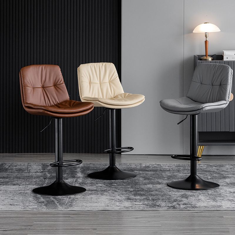 Swivel Adjustable Height Bar Stool Industrial Faux Leather Bristol with Footrest