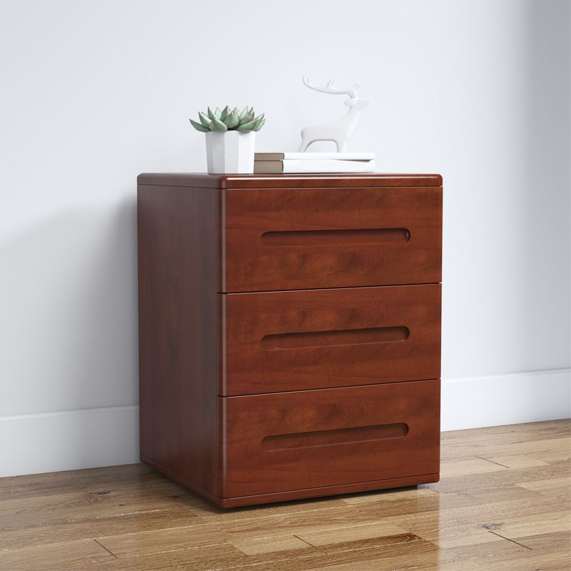 Wooden Nightstand 22.8"Tall 3 - Drawer Nightstand in Brown/ Natural / White