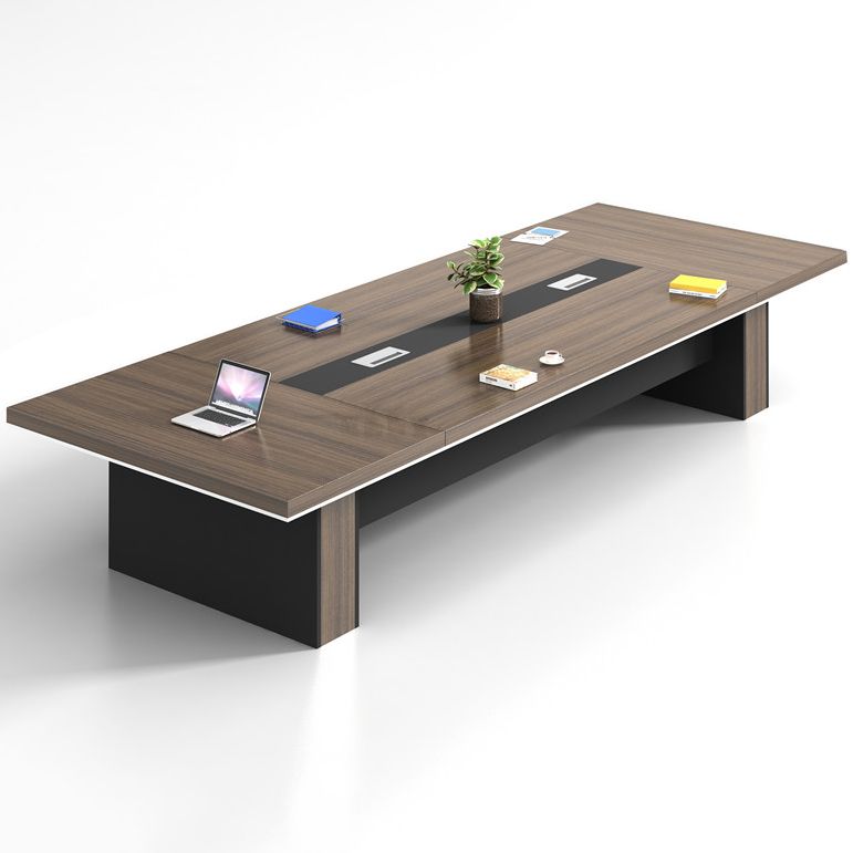 Wooden Rectangular Writing Desk Industrial Cable Management Office Desk