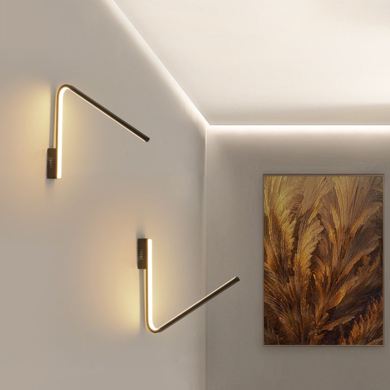 Minimalist V Shaped Wall Lamp Kit Silica Gel Corridor LED Sconce Lighting in Warm/White Light, Black/White