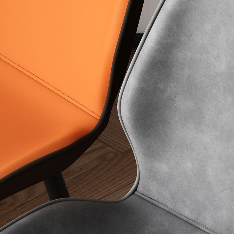 Silla lateral de cuero contemporánea para restaurante, acabado mate Parsons, silla de comedor