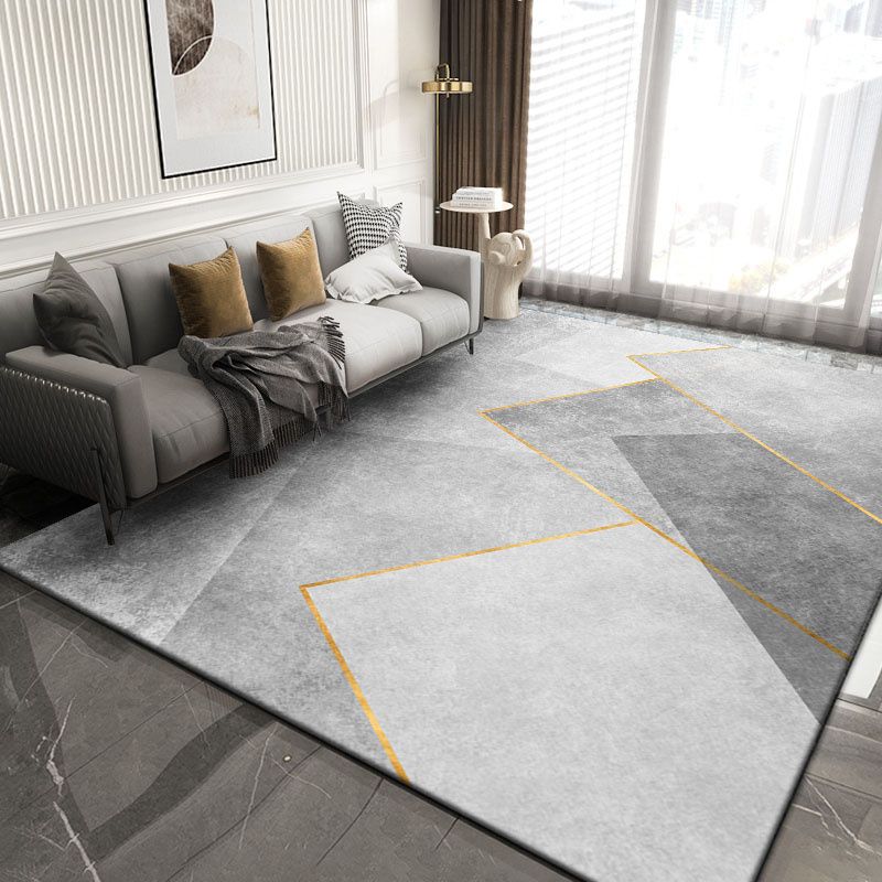 Fancy Modern Carpet Gray Geometric Orint Rug Polyester Anti-Slip Area Tapje voor woonkamer