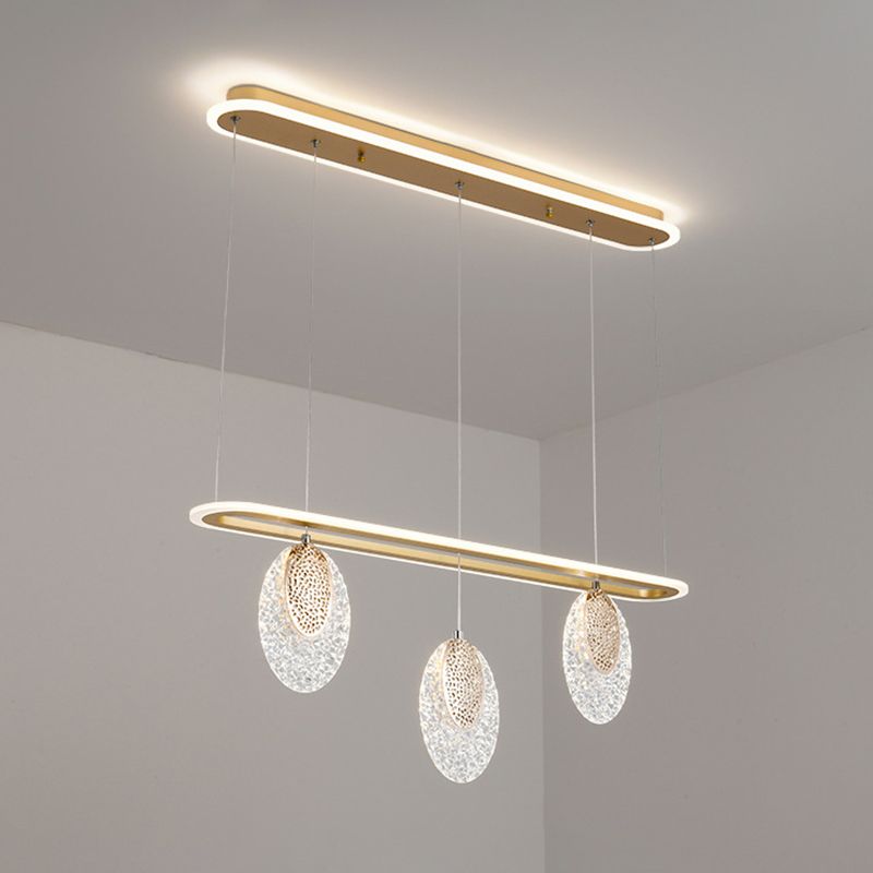 Moderno lampadario a pendente geometrica dell'isola illuminazione metallo 5 isola luminosa in oro