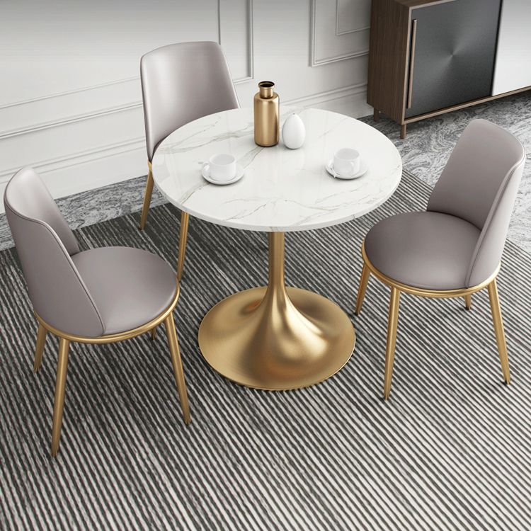 1/2/4/5 Pcs Metal Glam Dining Room Set with Round Table and Metal Base Dining Set