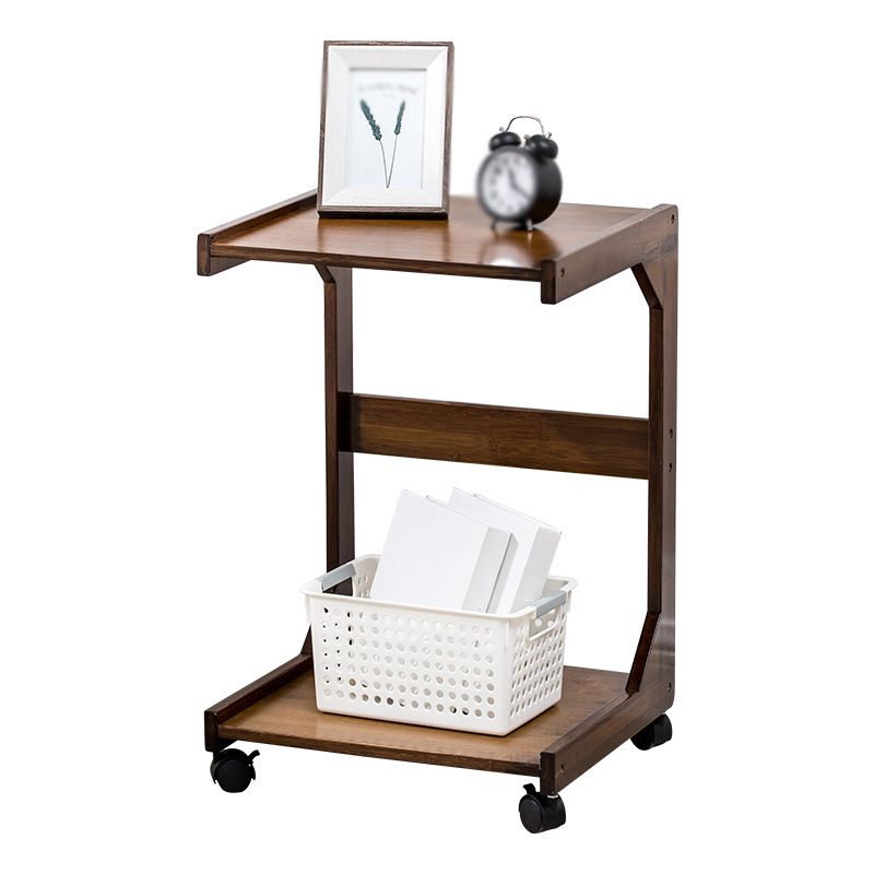 Walnut/Natural Wood End Table 24.8-In H Shelf Included Side Table with Casters
