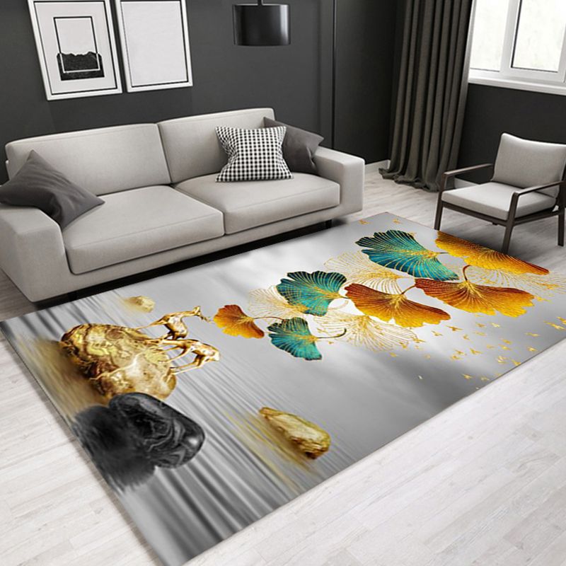 Glam Modern Rug Multi Color 3D Plant Print Rug Pet Friendly Non-Slip Machine Washable Rug for Living Room
