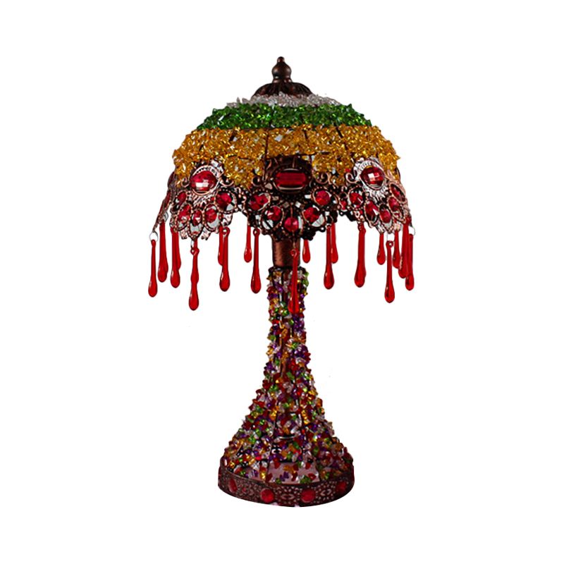 Handgeweven geschulpte nachtkastje lamp Boheemse acryl 1-licht koperen nachtstandlicht licht met druppel franje