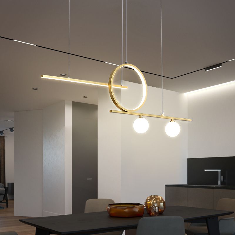 Linear Dining Room Island Light 4-Light Minimalist Hanging Light