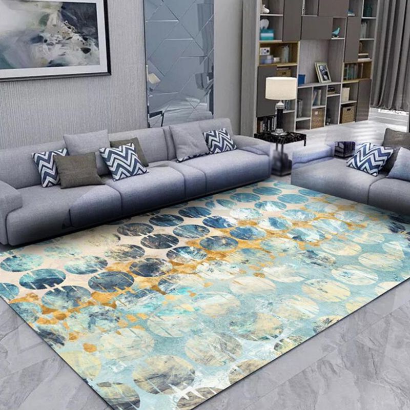 Modern Flowing Swirls Print Rug Polyester Indoor Carpet Stain Resistant Carpet for Home Decoration