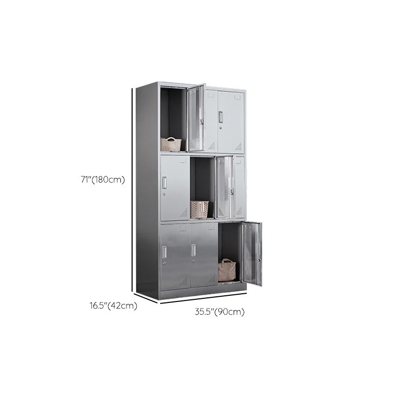 Contemporary Steel Indoor Cabinet Silver Storage Cabinet with Hinged Doors