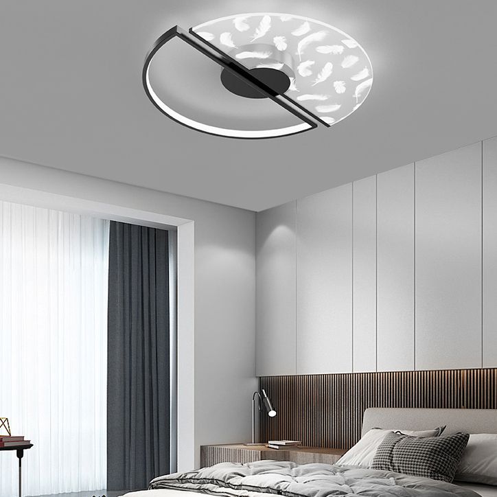 2 Light Circle Ceiling Lamp Modern Style Metal Ceiling Lighting for Living Room