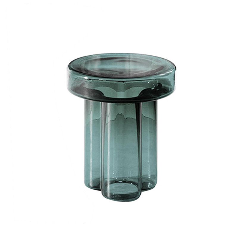 Modern 11.8"/17.7" Tall Round Glass Top Side Table Pedestal End Table