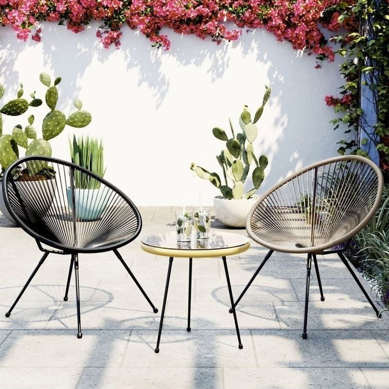 Tropical Faux Rattan Outdoor Chair with Arm UV Protective Outdoor Chair